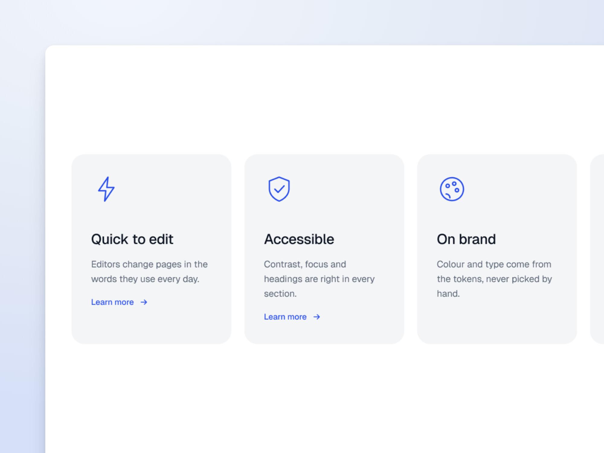 Design preview of the Icon grid block