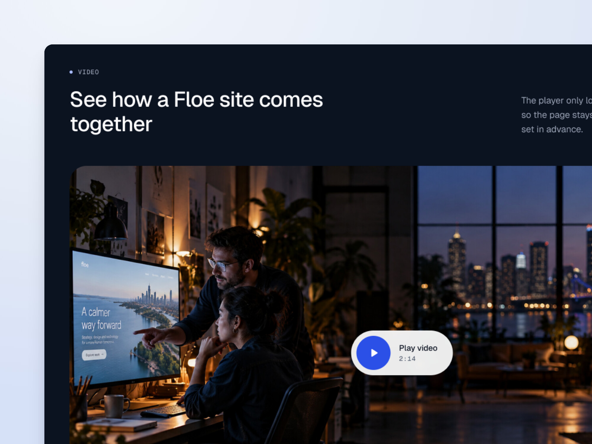 Design preview of the Video block